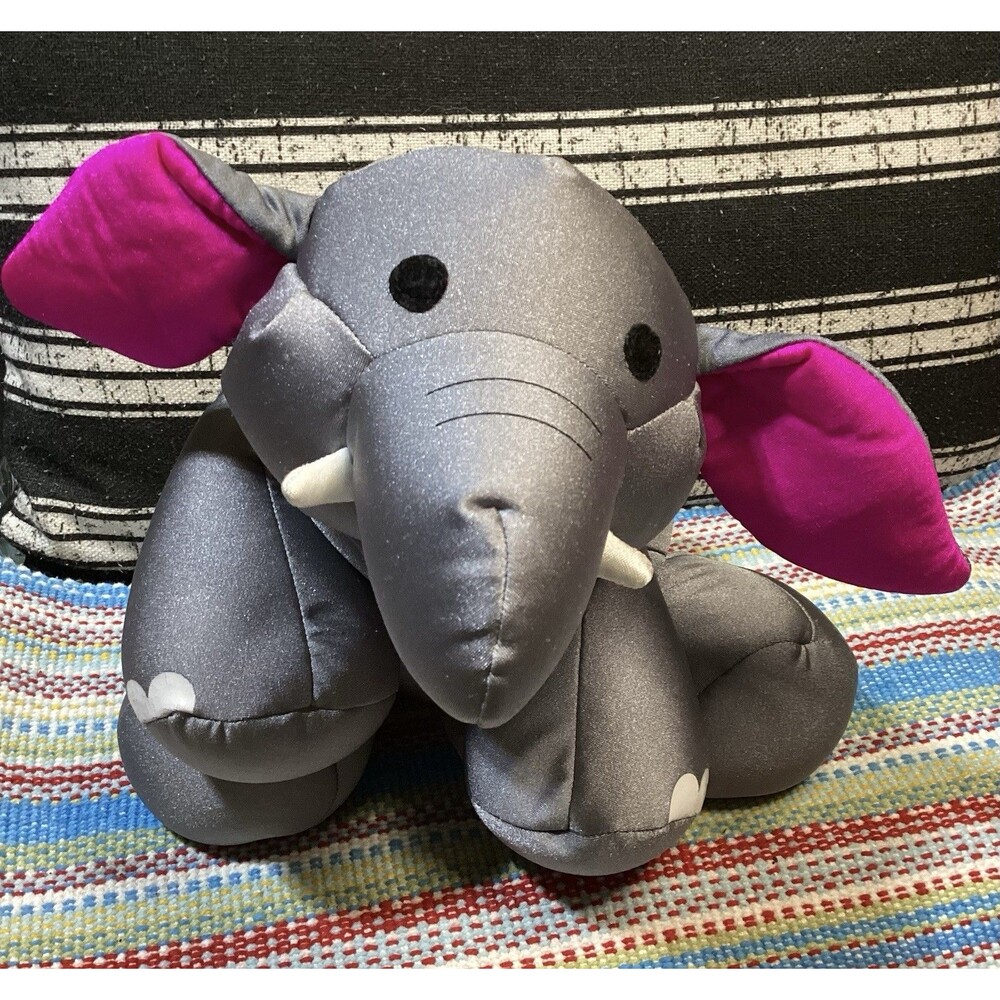 Moshi Microbead Elephant GRAY Hot Pink Brentwood Original Pillow Plush 16”